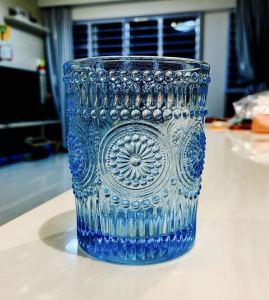 European Royal Style Embossed Premium Water Glasses High Glasses  Glass Cups  Multi-color glasses 280ML 350ML Sizes