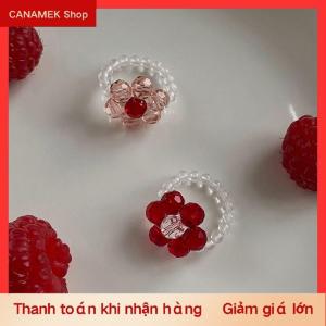 CS Cổ Điển Pha Lê Đính Cườm Hoa Đàn Hồi Nhẫn Hạt Gạo Handmade Dệt Hoa Nhẫn Cho Phụ Nữ Bohemian Đồ Trang Sức Cô Gái Bên Quà Tặng