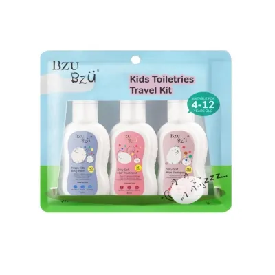 Bzu Bzu Kids Travel Kit (Silky Soft Kids Shampoo 50ml + Silky Soft Hair Treatment 50ml + Happy Kids 50ml)