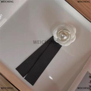 [COD] WEICHENG French Vintage Fabric Art Bow Tie Brooches Camellia Flower Corsage Pins Shirt Collar Accessories Fashion Jewelry Gifts For Women