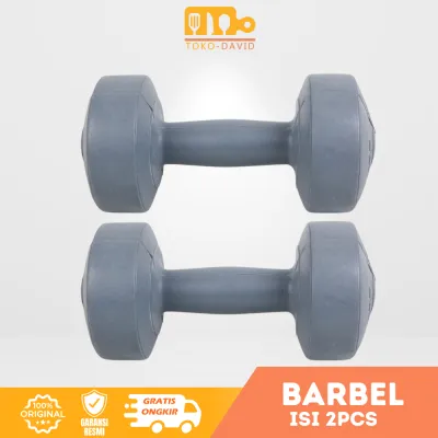 Barbel Dumbel Plastik 3Kg 2Pcs – Alat Fitness Rumah Olahraga Beban Tangan Silver Praktis untuk Latihan Otot & Body Training
