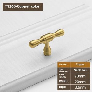 Vintage Gold Brass Cabinet Door Handle Drawer Knob and Handle Modern Simple Wardrobe Door Handle Solid Copper Handle