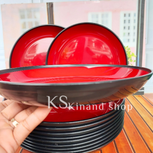 12 PCS PIRING BULAN RAMEN BESAR TEBAL DUA WARNA 9 INCH PIRING RAMEN TAHAN PANAS