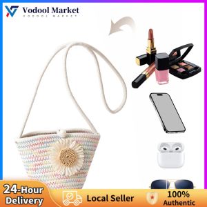 Elegant Woven Straw Beach Bag for Women with Floral Accents for Summer Outings