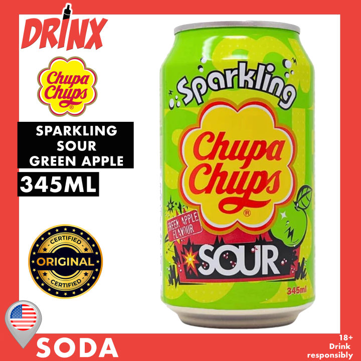 Chupa Chups Sour Green Apple Sparkling Drink 345ml Lazada Ph 