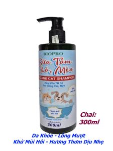 Sữa tắm cho Chó Mèo Biopro Giúp Da khỏe Lông mượt Khử mùi hôi Sạch ve rận bọ chét Hương thơm dịu nhẹ dài lâu