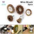 5 in 1 Steel Wire Brass Drill Bit Brush Sanding Wheel With Rod Rust Removal Electric Angle Grinder Wire Brush Set. 
