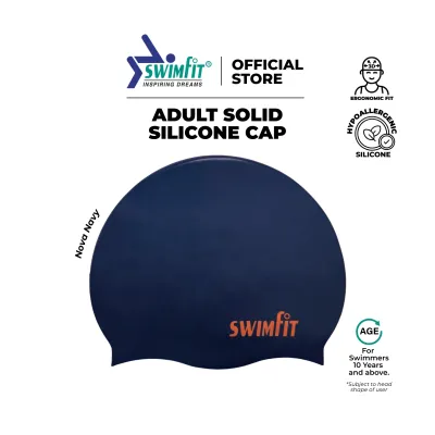 SWIMFIT Adult Unisex Silicone Solid Colour Swim Cap | Elastic Silicone High Quality Waterproof