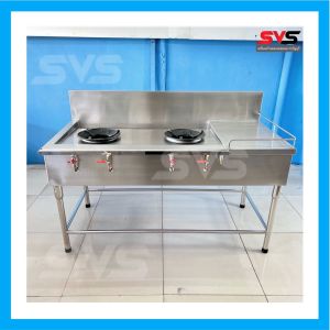 SVS เตาสแตนเลส2หัวเตา เตาไทย 2 หัว เตาครัว เตาเเม่ค้า เตา เตาทอด เตาเเก๊ส ขนาด ก70Xย150Xส80 ซม. สแตนเลสเกรด304(SVSสแตนเลส SVS Stainless เตาสแตนเลสSVS ครัวสแตนเลส เครื่องครัวสแตนเลส)