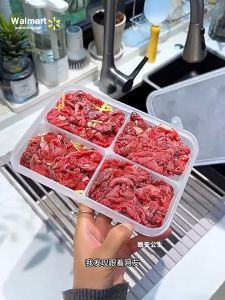 【Walmart】Food Grade PP Freezer Meat Storage Box with Removable Dividers 4 Compartment Thickened Frozen Food Sub-packed Container for Meal Prep Chicken Fish Pork with Airtight Lid for Fridge Freezer