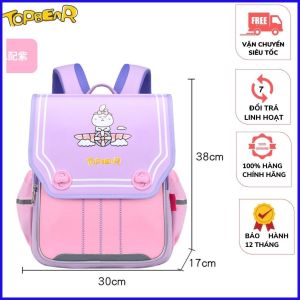 Balo đi học chống gù TOPBEAR cao cấp cho sinh tiểu học từ lớp 1 - lớp 6 siêu nhẹ siêu bền  cặp chống gù  Nhật BảnTopbear L91