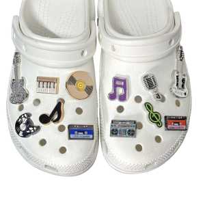12Pcs Crocs Jibbitz Charms thế giới âm nhạc Giày Hoa Có Thể Tháo Rời Guitar khóa giày Trang Trí Cho Crocs