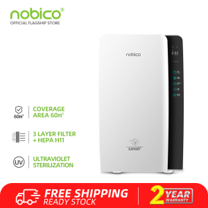 Nobico Air Purifier For Room(CADR 260m³/h) With UV Max Effective Area 60 sqm 6 Stage H13 HEPA filter Anti Allergies with UV-C Germicidal Light Sterilizer PM2.5 Sensor Air Quality Realtime Monitoring Anti-virus 80 Million Negative Ion