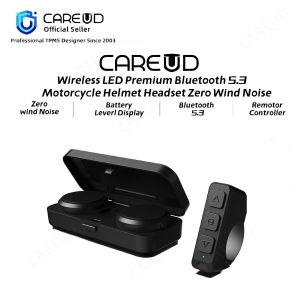 CAREUD H360 Wireless LED Bluetooth 5.3 Motorcycle Helmet Headset Built-in Mic Noise Cancelling 50h Standby With Remote Control
