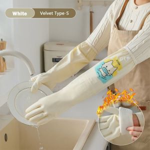 YIYIUR Durable Dishwashing Gloves Extra Long Thickened Cleaning Gloves Fleece-lined Waterproof Gloves Kitchen Use