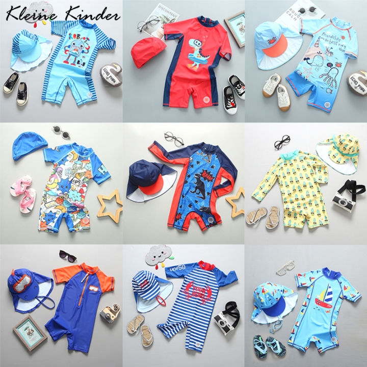 Baby Boy Swimsuit Dinosaur Boys Swimwear Long Sleeve Overalls Bathing