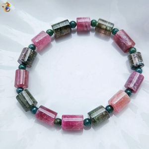 Super Premium Grade Watermelon Tourmaline Barrel Bracelet