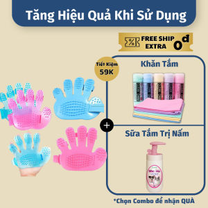 Găng Tay Bàn Chải Massage Khi Tắm Dành Cho Chó Mèo - Bàn Chải Tắm Cho Thú Cưng
