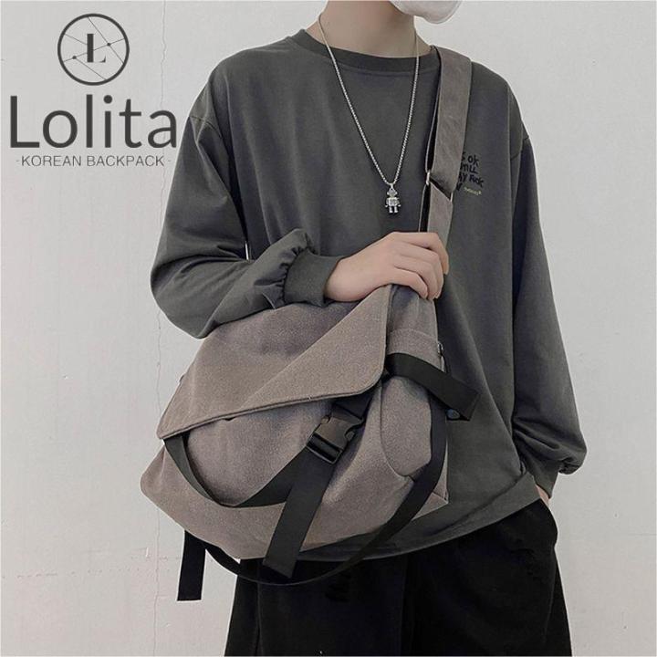 Ins Japanese Ulzzang Korean Fashion Canvas Big Capacity Men Shoulder Bag Crossbody Bag Messenger Bag Lazada PH