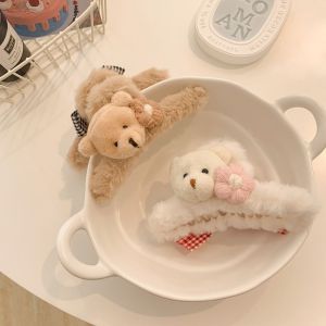 XUNXUAN Shark Clip Korean Plush Bathing Flower Headwear Hair Accessories Bear Hair Claws Women Hair Clips Korean Style Crab Clips