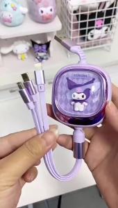 One for Three Mobile Phone Data Cable 66W Super Fast Charge Transparent Warehouse Toy Doll