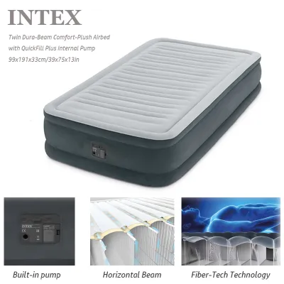 INTEX DURA-BEAM® DELUXE SERIES AIRBED(AIR MATTRESS) with Fiber-Tech Twin/Full/Queen to choose Built-in Pump