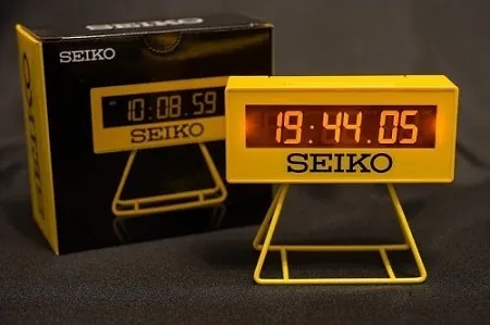 Seiko QHL062Y Marathon Edition Timer Alarm Clock (Yellow) Modern