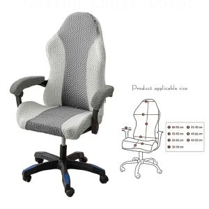 GOLDVAULT 1Set Fleece Jacquard Gaming Chair Cover Elastic Stretch Office Computer Chair Seat Protect Covers Durable Color Patchwork Chair Cover Set