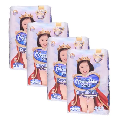 MamyPoko Royal Soft Pants GIRLS XL 46s x 4 Packs (ORGANIC COTTON)