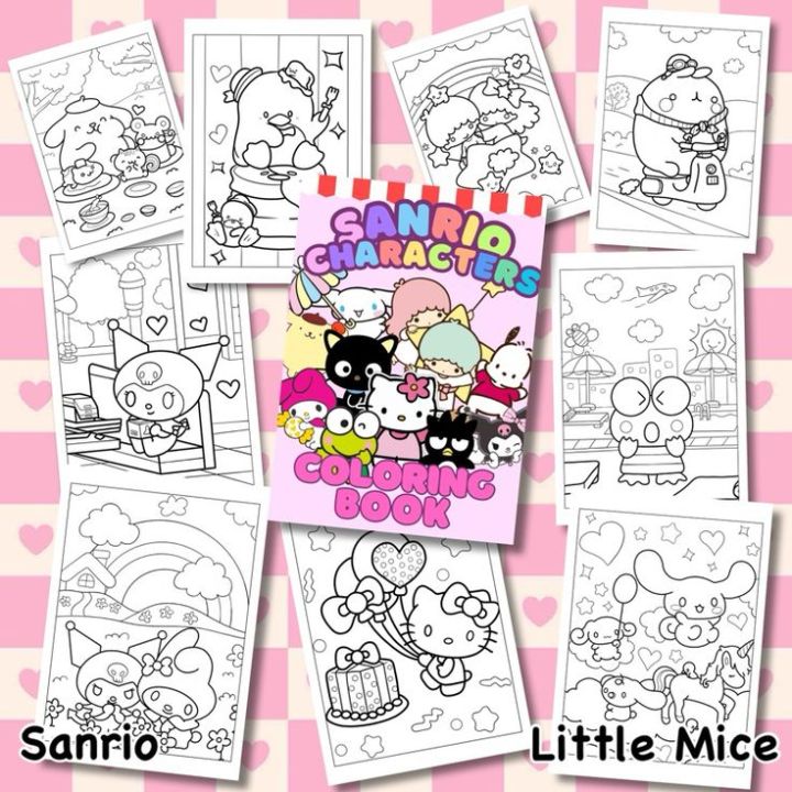 Kids Girls Coloring Book Cute Sanrio Hello Kitty Kuromi Cinamoroll