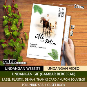 ISI 100 PCS Undangan Pernikahan Kustom Murah 13x21(LIAGENZ02) - Undangan Nikah Kartu Ucapan Kertas Undangan Jimpitan Wedding Invittation Undangan Walimah Undangan Syukuran / Pesta Undangan 1 Lembar - Satu Lembar Undangan Bolak Balik