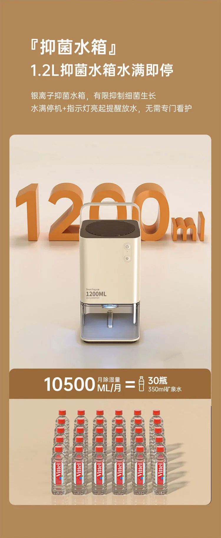 Xiaomiyoupin SmartFrog Desktop Dehumidifier 1200ML description image 5