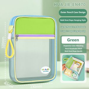 MISSUP โปร่งใส กระเป๋าเอกสาร ช่องเปิดขนาดใหญ่รูปตัว L แบบพกพา กระเป๋าสอน หลายฟังก์ชัน ผู้จัดการเครื่องเขียน ของขวัญ