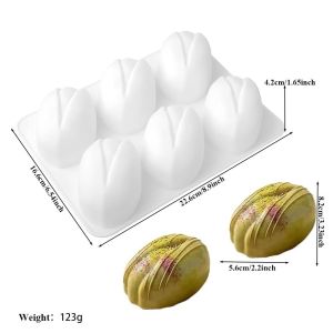 TEN Food Grade Silicone Chocolate Mold Pistachios Design 6/12-Cell Mousse Cake Mold Durable Kitchen Dessert Baking Tools Dessert Making