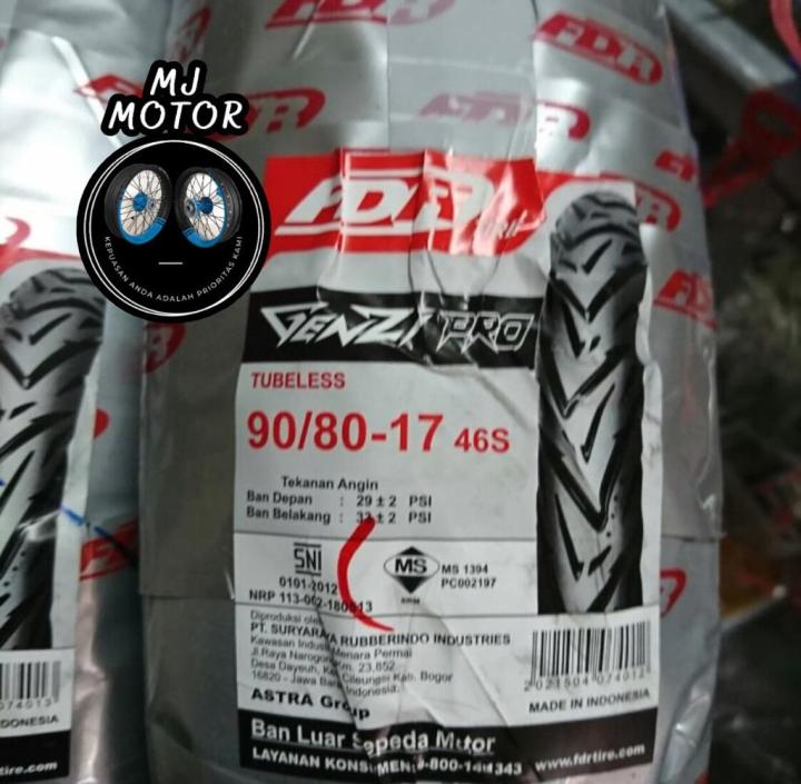 Ban Tubeless FDR Genzi Pro 90/8017 Harga Satuan untuk motor Satria