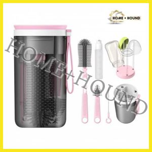 HOME + HOUND 6 in 1 Baby Bottle Brush Cleaning Set Nursing Silicone Bottle Cleaner Brush Travel Nipple Brush