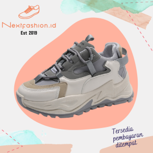Sepatu Sneakers Wanita Casual Premium Quality Abu Cream 223 Nextfashion