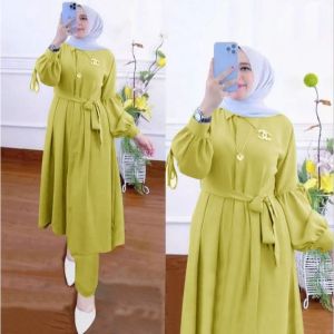Setelan tunik kekinian long tunik one set tunik set wanita