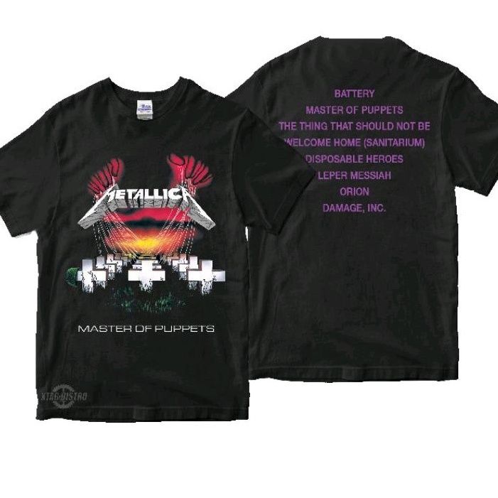 Fashion Kaos Metallica - MASTER OF PUPPETS Premium Tshirt Metallica Enter Sandman Harvester Kaos Band Vintage Rock Metal Black Sabbath Tee
