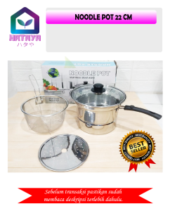 HATAYASHOP - NOODLE POT STAINLESS - PANCI PENGGORENGAN MIE/ KENTANG MULTIFUNGSI 3 IN 1 22 CM/PENGGORENGAN KENTANG/PANCI SUSU/PANCI MIE/PANCI KUKUS/PANCI MULTIFUNGSI/PANCI STAINLESS/PANCI STAINLESS STELL / PANCI SUSU MIE / PANCI PENGGORENGAN