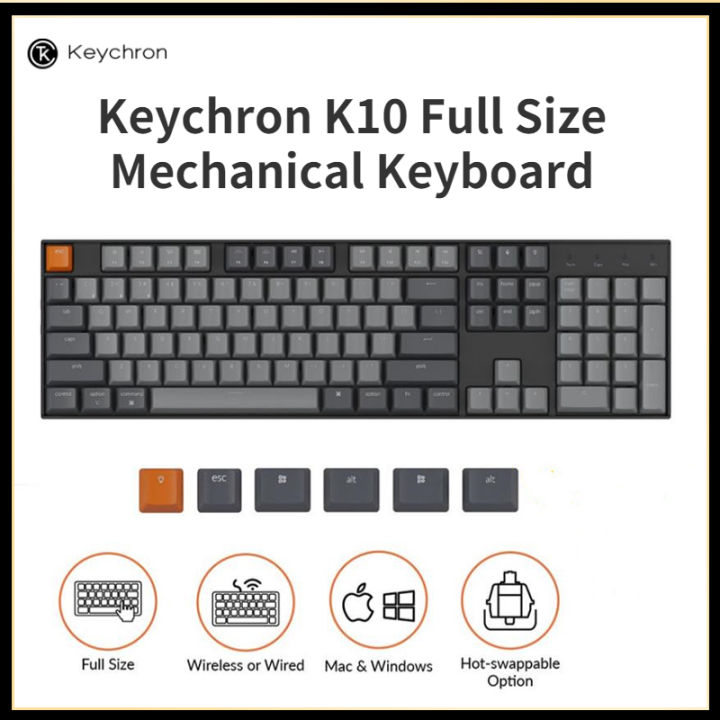 Original Keychron K10 Bluetooth Wireless Mechanical Keyboard 104 keys
