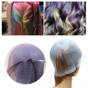 Marian Beauty Professional Salon Dye Silicone Cap Highlight Rubber Frosted Cap with Hook Tinted Highlight Reusable