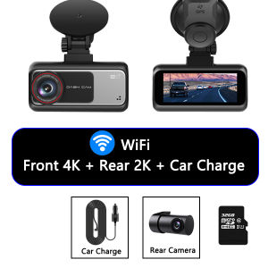 EKLEVA 3.16นิ้ว IPS ADAS UHD 4K + 2K กล้องติดรถยนต์ WiFi DVR ด้านหน้าเลนส์คู่มุมกว้างการมองเห็นได้ในเวลากลางคืนสุดยอด