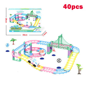 Mainan Mobil Track Set DIY Track Jalur Kereta Api Dirakit 100pcs Mainan Rel Mobil
