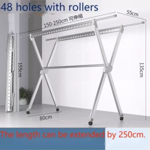《Twenty-year service life》*Non-RUST* Xtype Foldable and Movable Laundry Drying Rack for Indoor and Outdoor Clothesline Clothes HangerAviation aluminum material，Thickened aluminum alloy，Super bearing capacity
