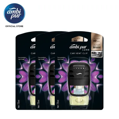 [Bundle of 3] Ambi Pur Luxe Car Vent Clip Lavender Spring Car Air Freshener 7.5ml