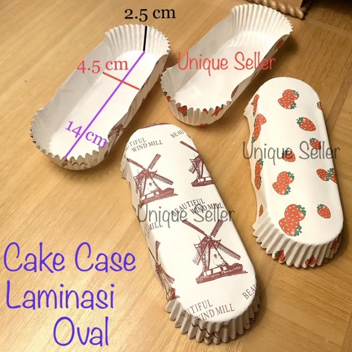 [Isi90-100] Cake Case Laminasi Oval Lonjong Tahan Minyak / Paper Cup Case Laminasi Oval Lonjong / Kertas Alas Kue Laminasi Oval Lonjong Windmill Strawberry / Paper Cup Case Laminating Oval Lonjong Kincir Strawberi