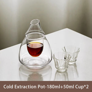 Vision Cold Extraction American Coffee Pot Glass Cold Sake Cup Set Japanese Sake Pot Pocket for Refrigeration Dispenser Glass Decanter Carafe - 4 Ochoko Cups (50ml) +1 Tokkuri Bottle (150ml)
