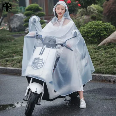 Áo mưa 1-2 đầu trong mờ có kính che mặt - Áo mưa đôi đi xe