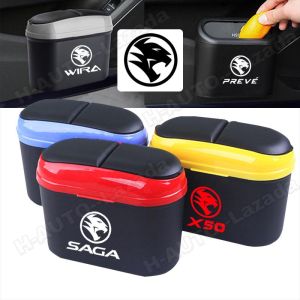 Car Trash Bin For Proton Wira Persona X50 Saga Waja X70 Iriz Exora Gen2 Preve Satria Savvy Inspira Perdana Putra Suprima Fashion Hanging Trash Can Plastic Bag With Lid Mini Garbage Bin Emblem Logo Home Office Storage Box Car Accessories Interior